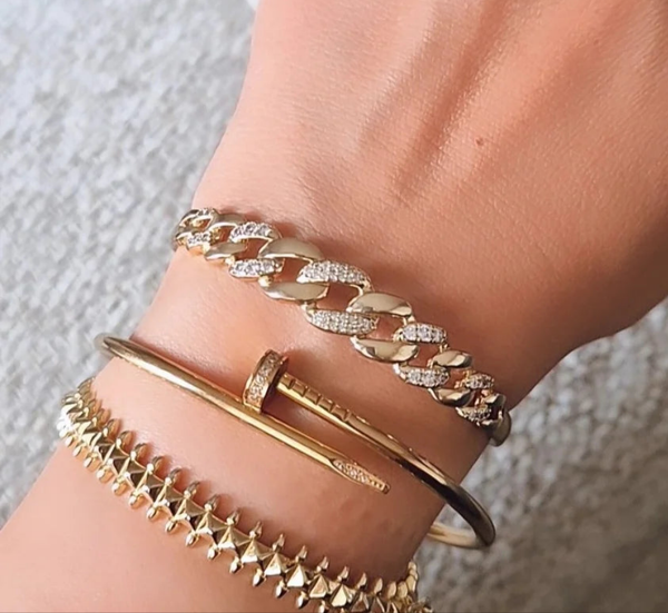 Bracelet jonc maille et strass