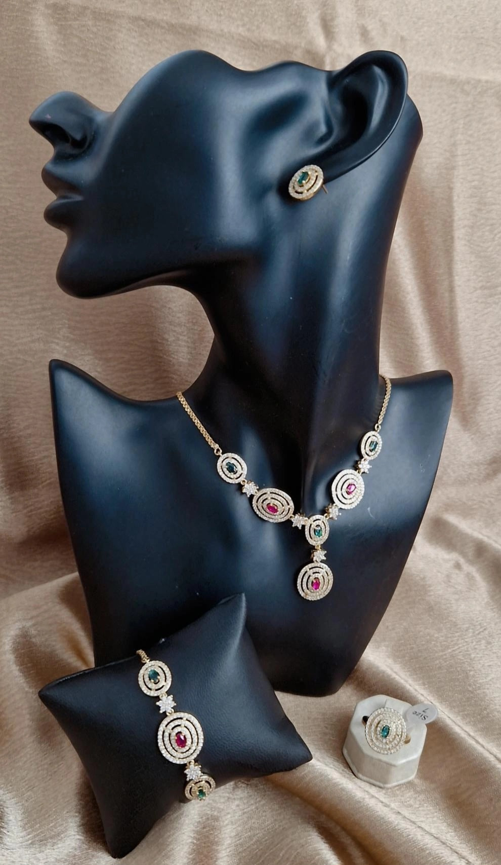 Ensemble Beldi Collier + boucles d'oreilles + bracelet + bague assortis