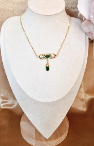 Collier pendentifs beldi pierres vertes