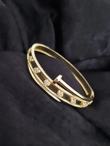 Bracelet jonc en acier inoxydable clou luxe et trèfles