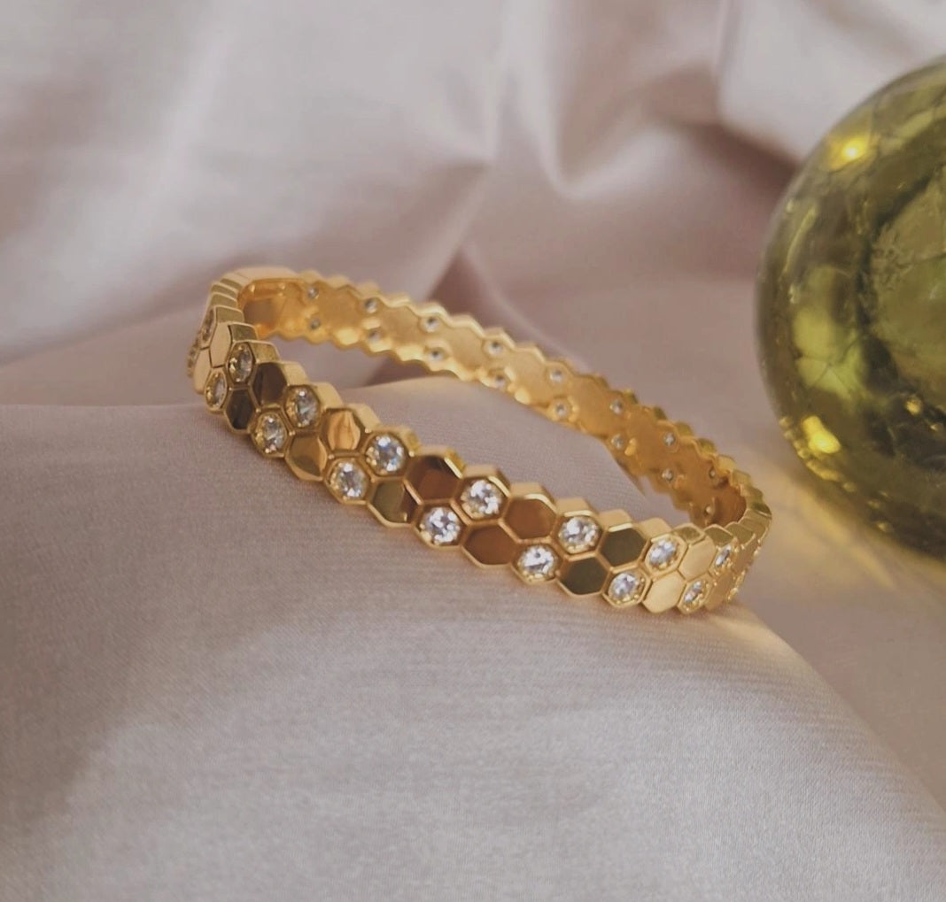 Bracelet jonc en acier inoxydable strass (vendu à l'unité)