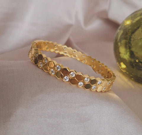 Bracelet jonc en acier inoxydable strass (vendu à l'unité)