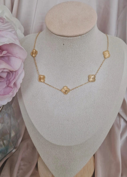 Ensemble Collier + bracelet fin + bague + boucles d'oreilles assorties en acier inoxydable doré