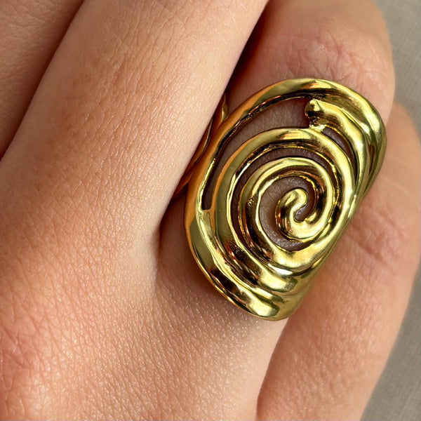 Bague ajustable en acier inoxydable ajourée spirale