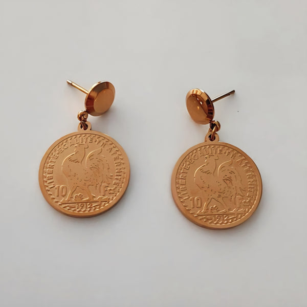 Boucles d'oreille en acier inoxydable pendentif Coq
