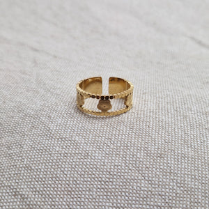 Bague ajustable en acier inoxydable dorés striés