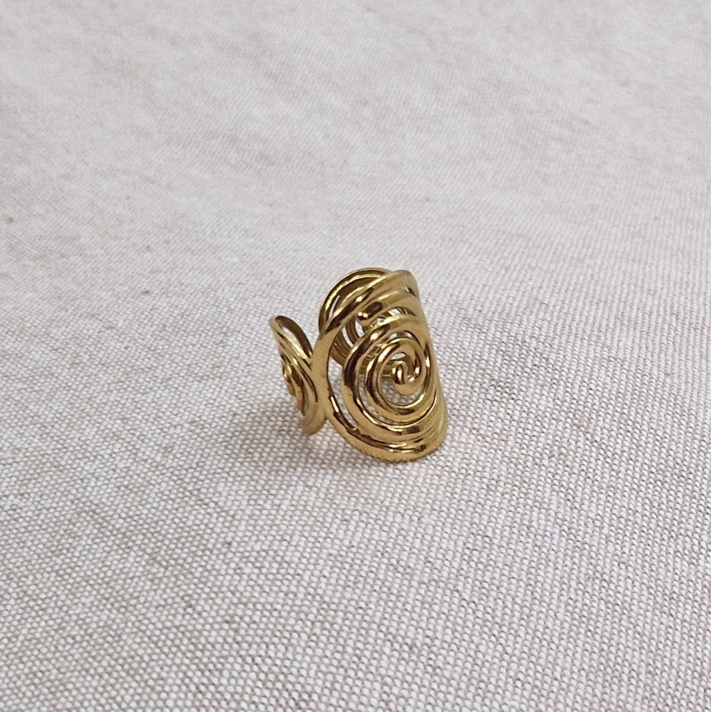 Bague ajustable en acier inoxydable ajourée spirale