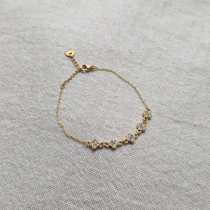Bracelet ajustable en acier inoxydable multi fleurs et strass