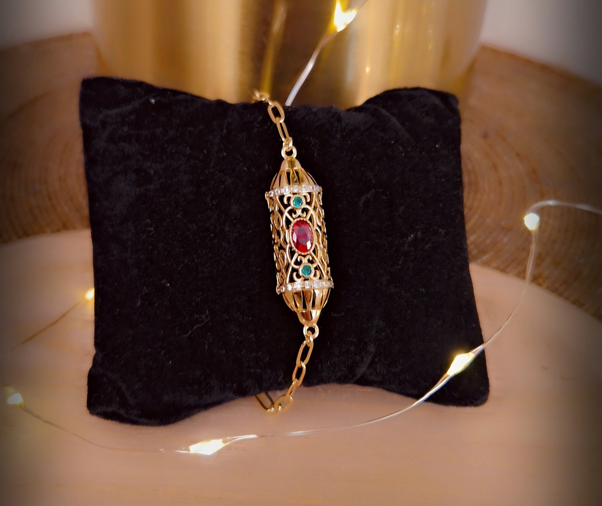 Bracelet oriental beldi pierre rouge (vendu à l'unité)
