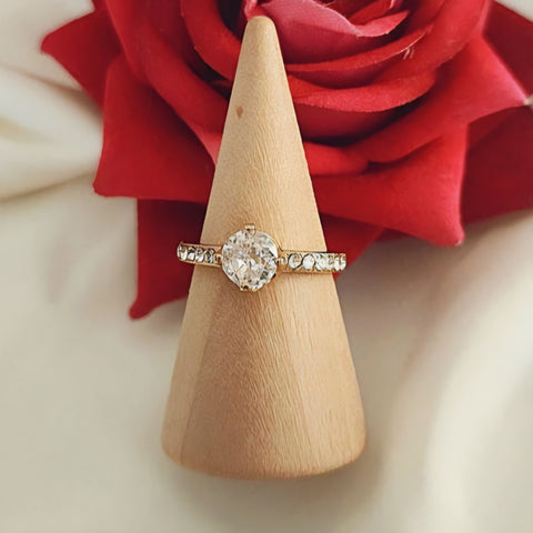 Bague ajustable en acier inoxydable solitaire et strass