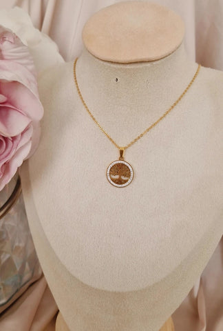 Collier en acier inoxydable arbre de vie et strass