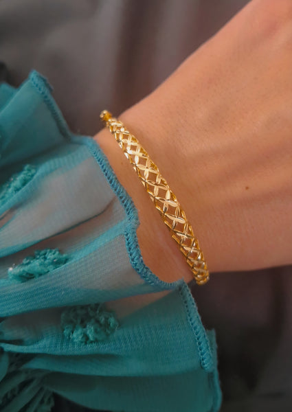 Bracelet jonc en acier inoxydable maille ajourée (vendu à l'unité)