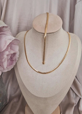 Ensemble parure 2 pièces collier et bracelet en acier inoxydable maille tressée