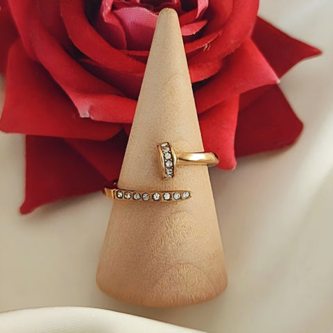 Bague ajustable en acier inoxydable strass