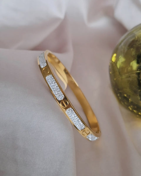 Bracelet jonc en acier inoxydable et strass