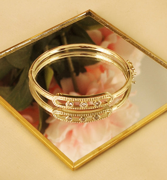 Bracelet jonc ovale et strass (vendu à l'unité)