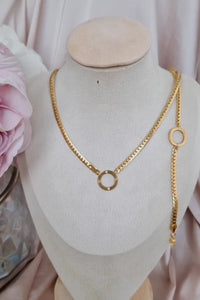 Ensemble Collier + bracelet en acier inoxydable maille plate cercle