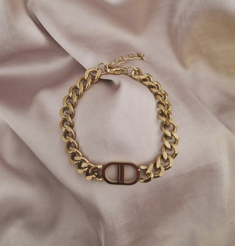 Bracelet en acier inoxydable grosse maille et pendentif