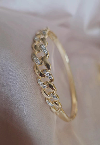 Bracelet jonc maille et strass