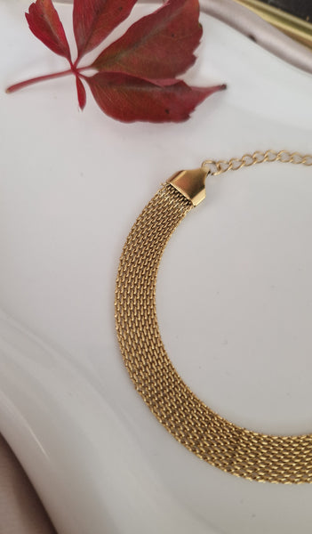 Ensemble en acier inoxydable Collier + bracelet maille large