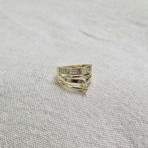 Bague multi rangs gravée et strass