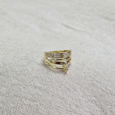Bague multi rangs gravée et strass