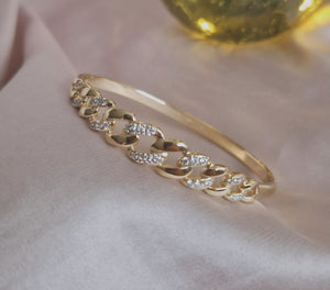 Bracelet jonc maille et strass