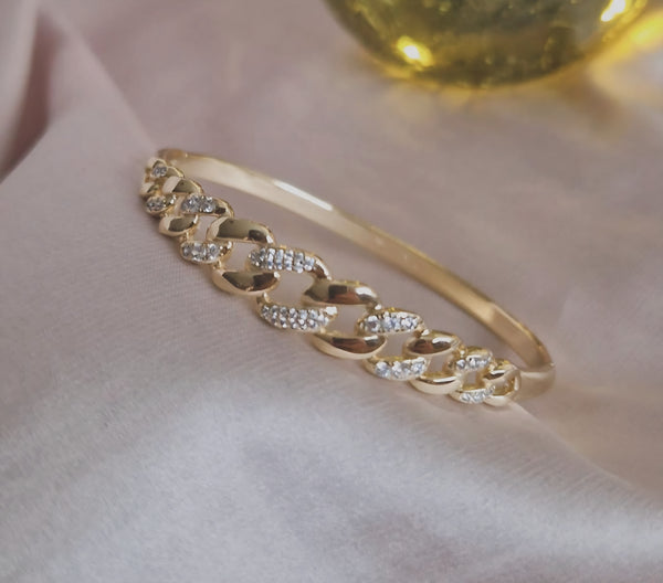 Bracelet jonc maille et strass