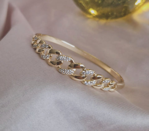 Bracelet jonc maille et strass