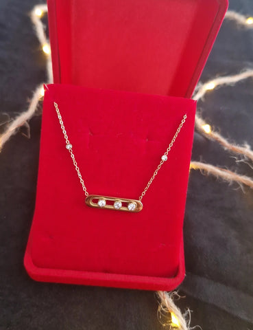 Collier en acier inoxydable avec strass cristaux mobiles