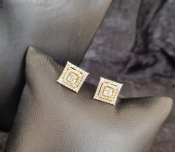 Ensemble Collier + bracelet fin + boucles d'oreilles assorties carrés strass