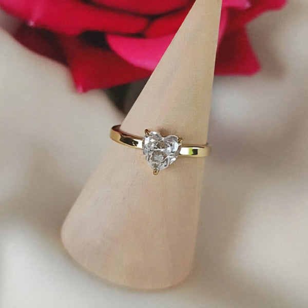 Bague ajustable en acier inoxydable solitaire Coeur