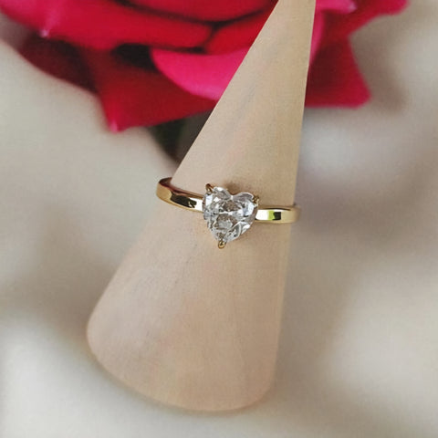 Bague ajustable en acier inoxydable solitaire Coeur
