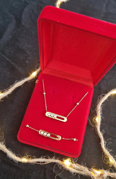 Collier en acier inoxydable avec strass cristaux mobiles