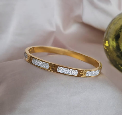 Bracelet jonc en acier inoxydable et strass