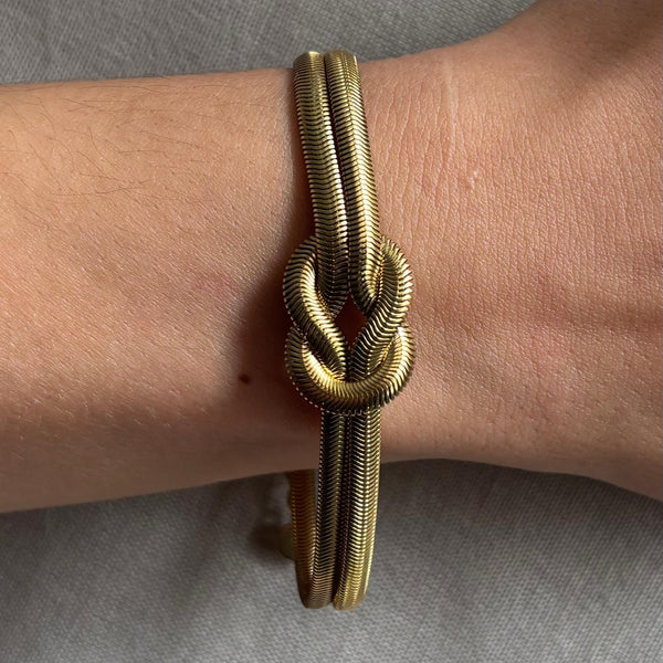 Bracelet en acier inoxydable maille plate double entrelacée