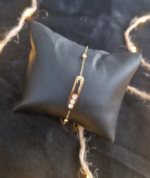 Bracelet en acier inoxydable strass mobiles
