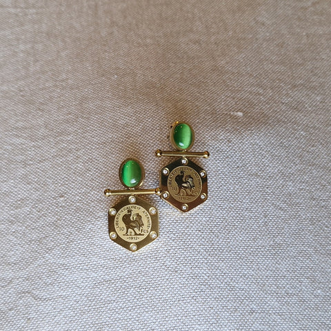 Boucles d'oreilles en acier inoxydable beldi pendentif Coq F'Roj