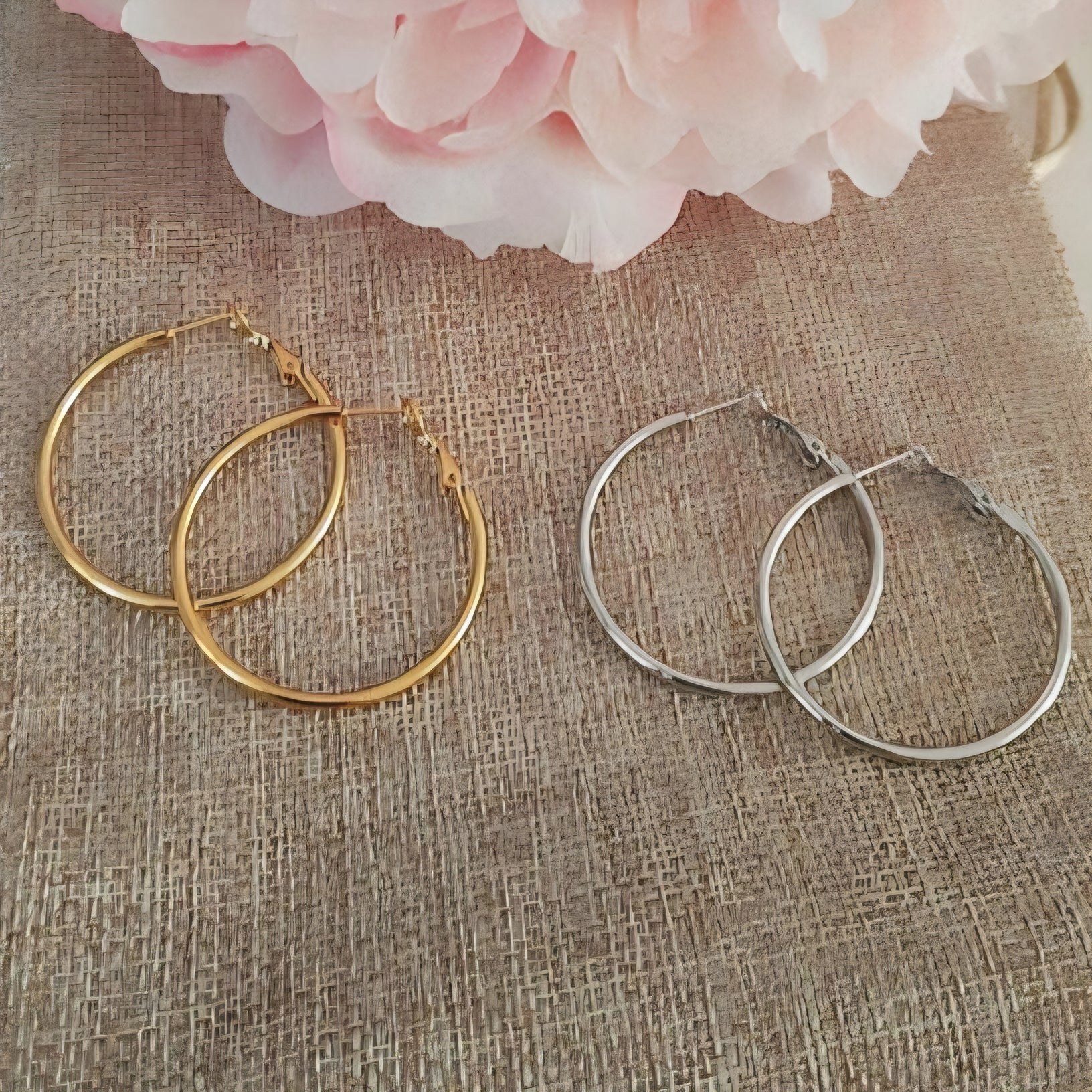Boucles d'oreille créoles en acier inoxydable 3.5cm