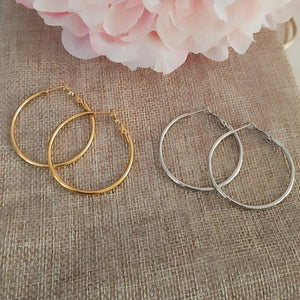 Boucles d'oreille créoles en acier inoxydable 3.5cm