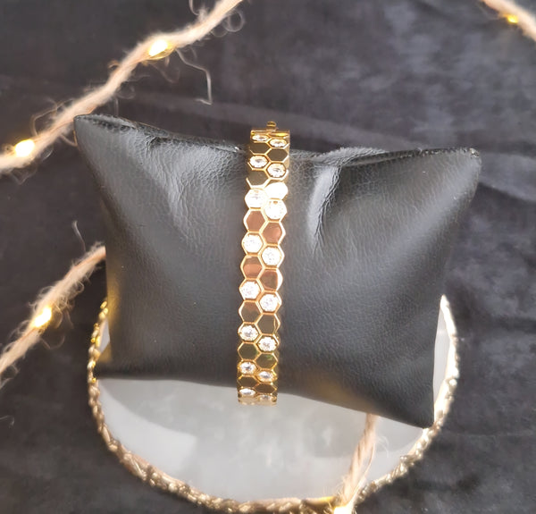 Bracelet jonc en acier inoxydable strass (vendu à l'unité)