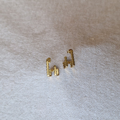 Boucles d'oreille en acier inoxydable doubles lignes