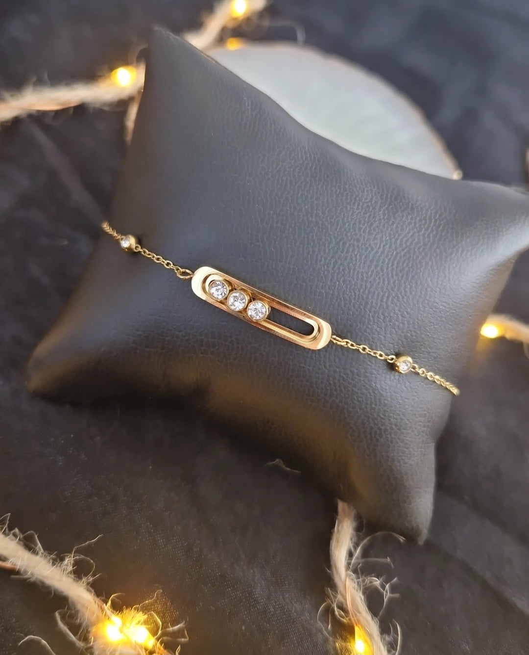 Bracelet en acier inoxydable strass mobiles