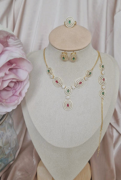 Ensemble Beldi Collier + boucles d'oreilles + bracelet + bague assortis
