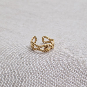 Bague ajustable en acier inoxydable double rangs et étoiles