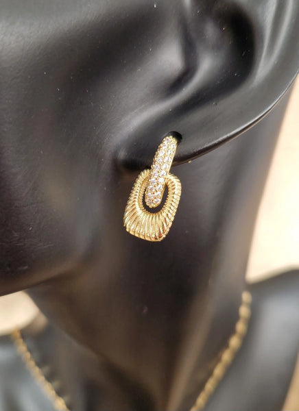 Ensemble en acier inoxydable Collier + boucles d'oreilles striés et strass