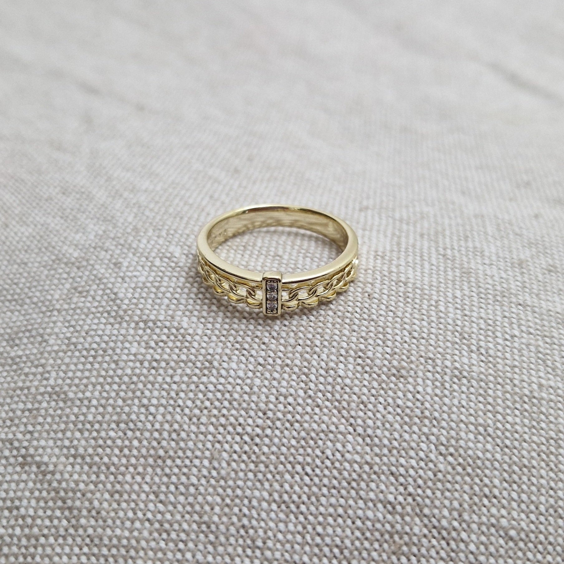 Bague en acier inoxydable strass et maille