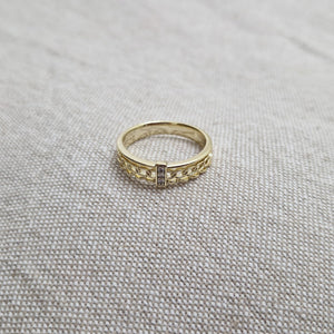 Bague en acier inoxydable strass et maille