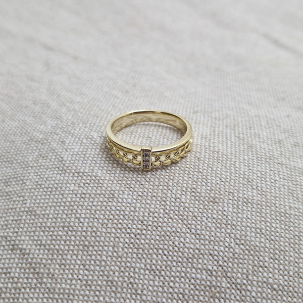 Bague en acier inoxydable strass et maille