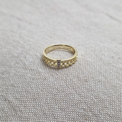 Bague en acier inoxydable strass et maille